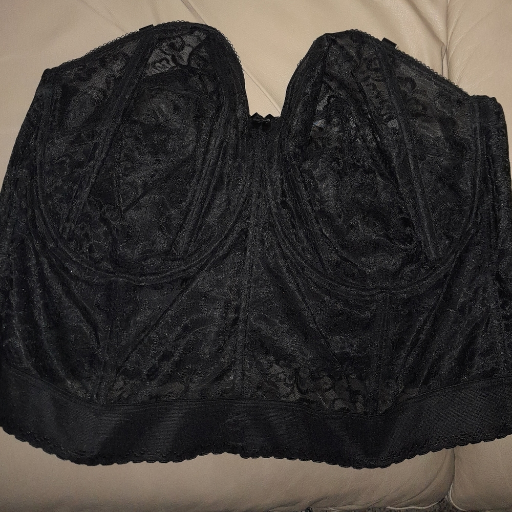 Goddess #689 Women's Black Lace Bridal Bustier Bra Size 48FF